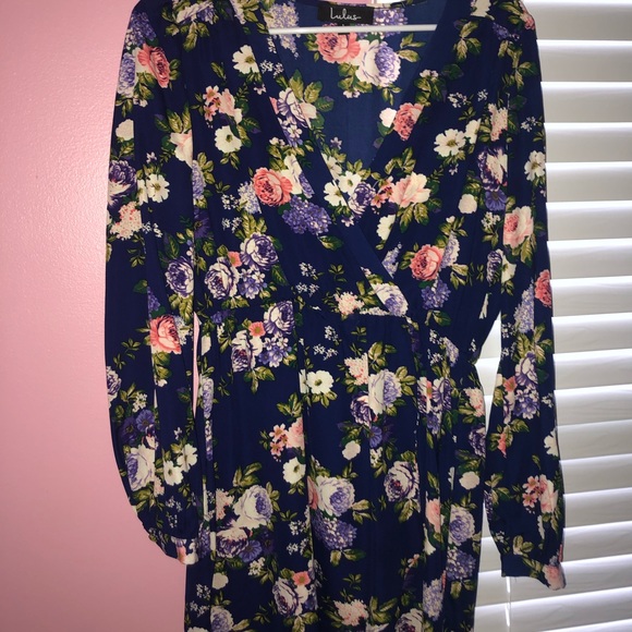 Lulus floral long sleeve dress, size Large - Picture 3 of 4